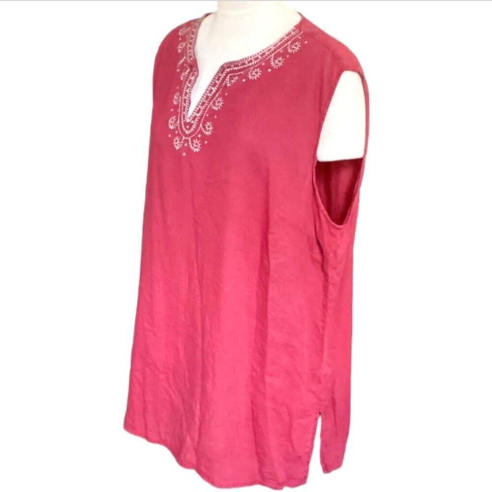 Tommy Hilfiger Linen Sleeveless Tunic Top Red  Plus Sz 24‎ #152M